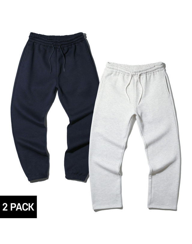 앨빈클로 [2PACK] 앨빈클로 무지 기모 조거/세미와이드 트레이닝 팬츠 2종 패키지 착용컷