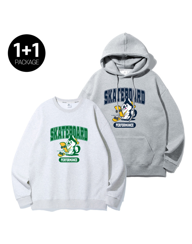 앨빈클로 [2PACK]앨빈클로 허스키 오버핏 후드티/맨투맨 2종 패키지 착용컷