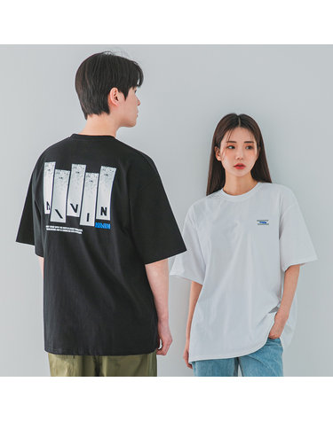 앨빈클로 빈티지 버티컬 페인팅 오버핏 반팔티 AST4845 (2 COLOR)