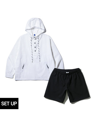 [SET] 앨빈클로 버튼 아노락 바람막이 자켓 코튼 밴딩 스웨트 반바지 셋업