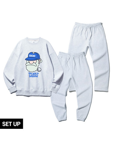 [SET] 앨빈클로 마틴 골프 그립 오버핏 맨투맨 조거/세미와이드 팬츠 셋업