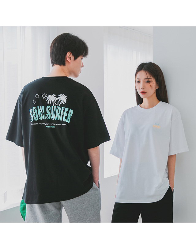 앨빈클로 앨빈클로 야자수 SOUL SUFFER 오버핏 반팔티 AST4872 (3 COLOR) 착용컷