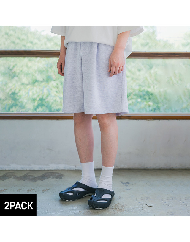 앨빈클로 [2PACK] 앨빈클로 무지 원턱 와이드 밴딩 반바지 DLX2506 2종 패키지 착용컷