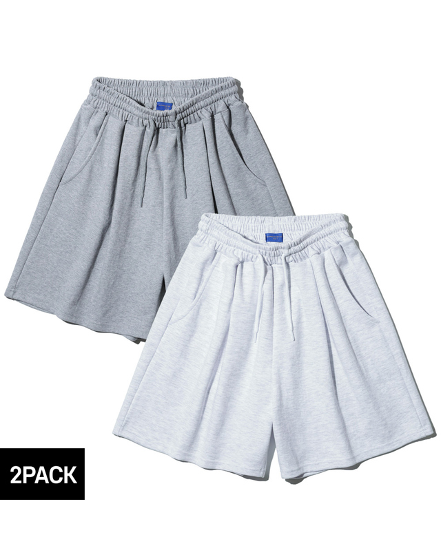 앨빈클로 [2PACK] 앨빈클로 무지 원턱 와이드 밴딩 반바지 DLX2506 2종 패키지 착용컷