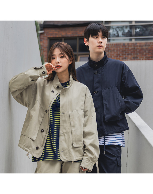 앨빈클로 앨빈클로 드로우 스트링 버튼 집업 자켓 DLX642 (2 COLOR) 착용컷