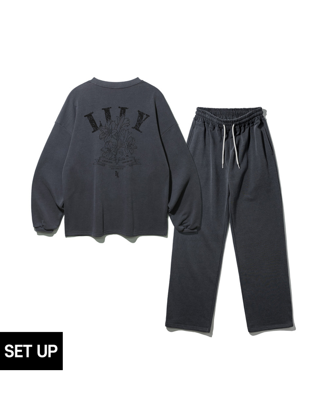 앨빈클로 [SET] 앨빈클로 퓨어릴리 피그먼트 와이드핏 티셔츠 세미 와이드 팬츠 셋업 착용컷