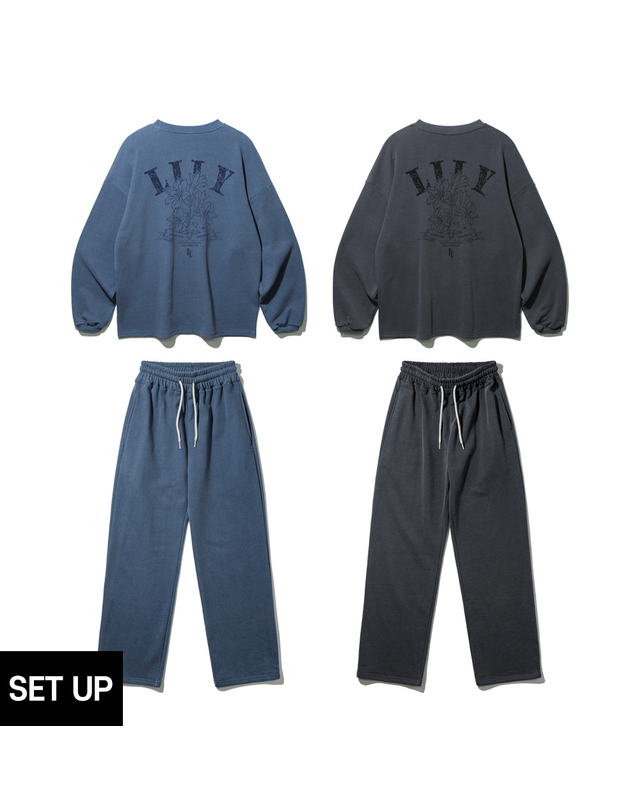 앨빈클로 [SET] 앨빈클로 퓨어릴리 피그먼트 와이드핏 티셔츠 세미 와이드 팬츠 셋업 착용컷