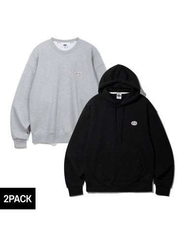 [2PACK] 앨빈클로 와펜 오버핏 후드티 맨투맨 2종 패키지