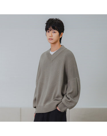 [DE LUXE] 앨빈클로 더블넥 브이넥 니트 DLX1511 (4 COLOR)