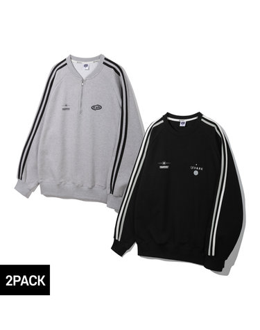 [2PACK] 앨빈클로 슬래시 반집업 레바레 트랙 오버핏 맨투맨 2종 패키지