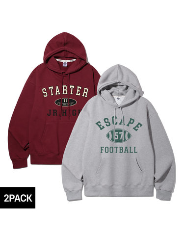 [기모][2PACK] 앨빈클로 레터링 오버핏 후드티 2종 패키지
