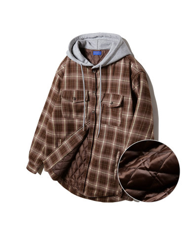 [누빔][DE LUXE] 앨빈클로 시티보이 패디드 체크 후드 셔츠 DLX1295 (2 COLOR)