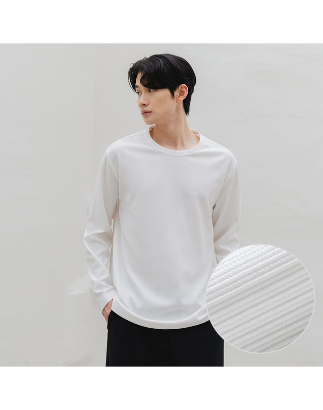 앨빈클로 [DE LUXE] 앨빈클로 플리츠 무지 긴팔티 DLX1204 (3 COLOR) 착용컷