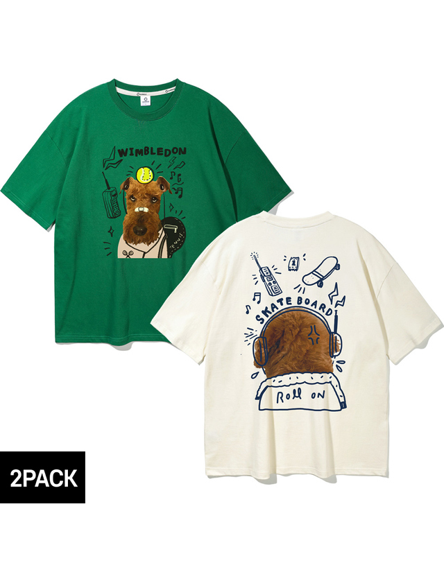 앨빈클로 [2PACK] 앨빈클로 윔블던 ROLL ON 오버핏 반팔티 2종 패키지 착용컷