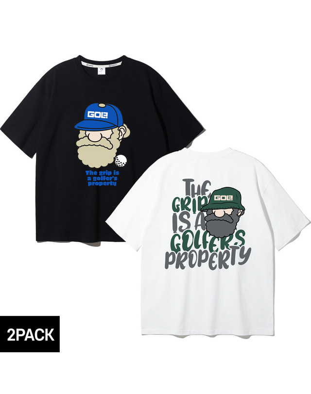 앨빈클로 [2PACK] 앨빈클로 GOLF MAN 마틴 골프 그립 오버핏 반팔티 2종 패키지 착용컷