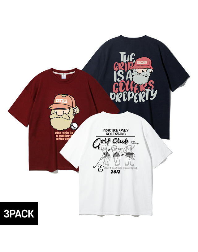 앨빈클로 [3PACK] 앨빈클로 마틴 골프 오버핏 반팔티 3종 패키지 착용컷
