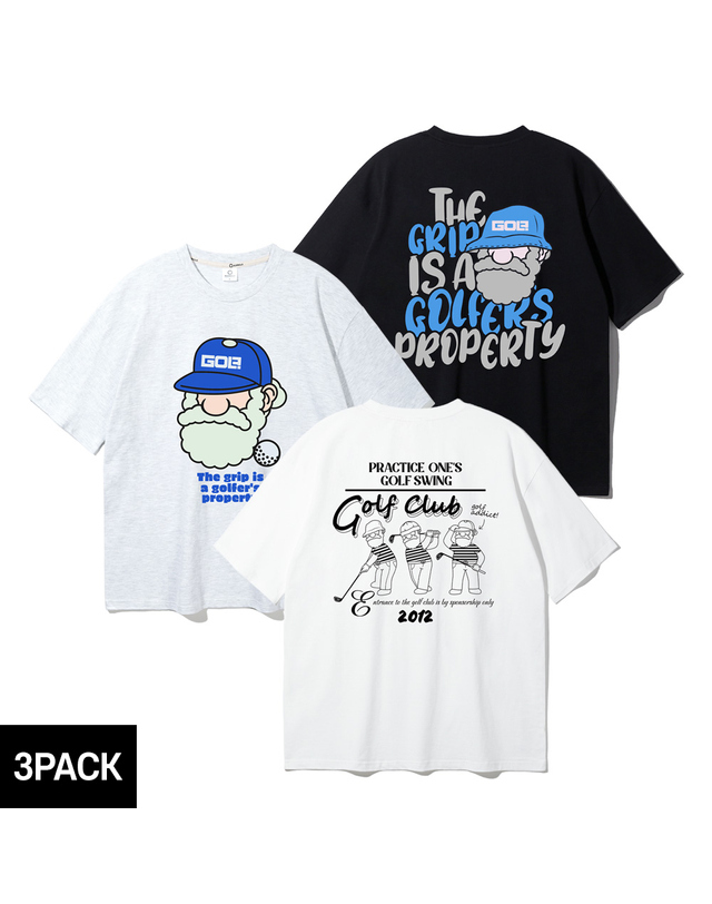 앨빈클로 [3PACK] 앨빈클로 마틴 골프 오버핏 반팔티 3종 패키지 착용컷