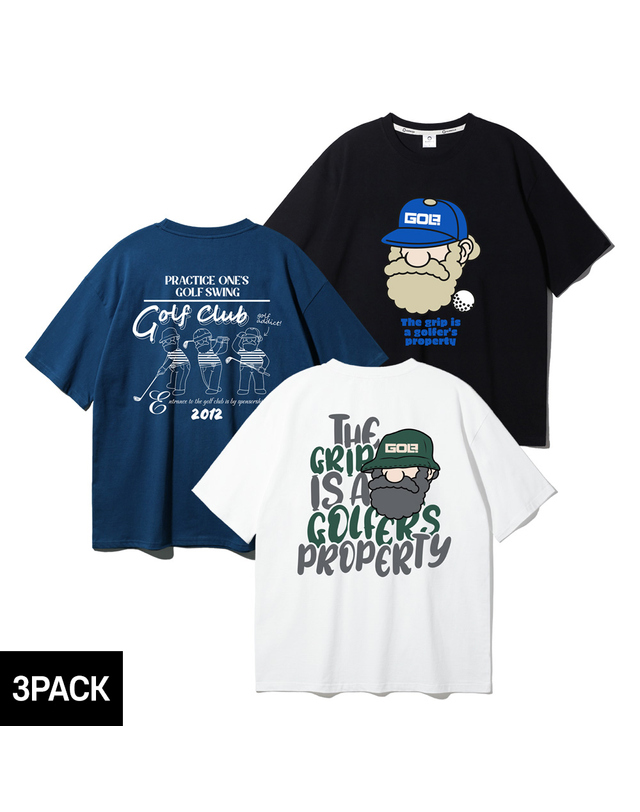 앨빈클로 [3PACK] 앨빈클로 마틴 골프 오버핏 반팔티 3종 패키지 착용컷