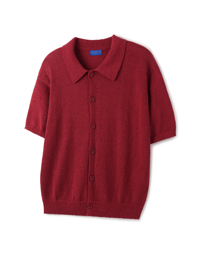 앨빈클로 [DE LUXE] 앨빈클로 워셔블 카라 반팔 버튼 니트 DLX1223 (5 COLOR) 착용컷