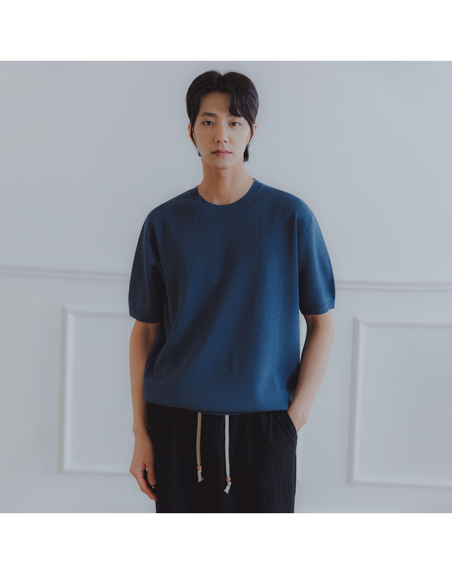 앨빈클로 [DE LUXE] 앨빈클로 쿨 워셔블 데일리 라운드 하프 니트 DLX1210 (6 COLOR) 착용컷