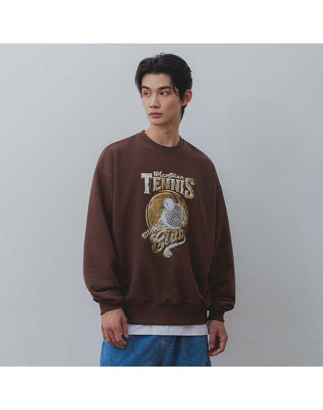 앨빈클로 앨빈클로 테니스 클럽 오버핏 맨투맨 MAR801 (3 COLOR) 착용컷