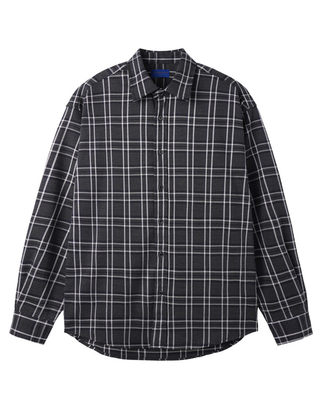 앨빈클로 [DE LUXE] 앨빈클로 유니섹스 세미 오버핏 긴팔 체크 패턴 셔츠 DLX1271 (4 COLOR) 착용컷