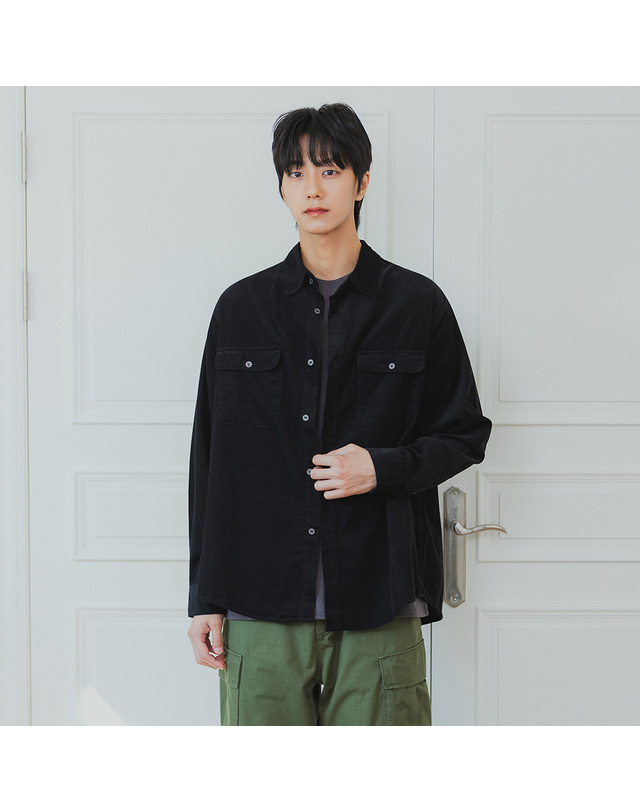 앨빈클로 [DE LUXE] 앨빈클로 스웨이드 더블 포켓 오버핏 셔츠 DLX1287 (3 COLOR) 착용컷