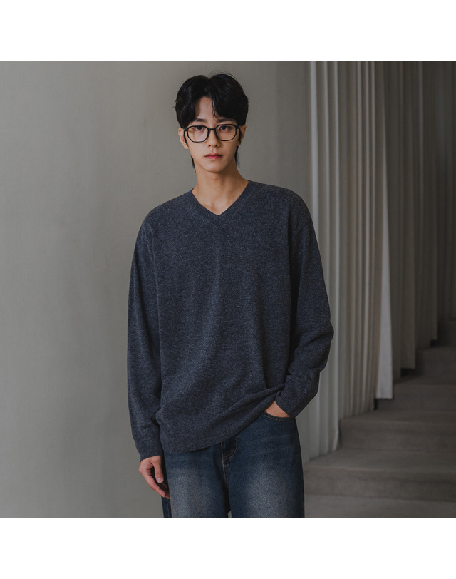 앨빈클로 [DE LUXE] 앨빈클로 데일리 재니스 브이넥 니트 DLX1512 (4 COLOR) 착용컷