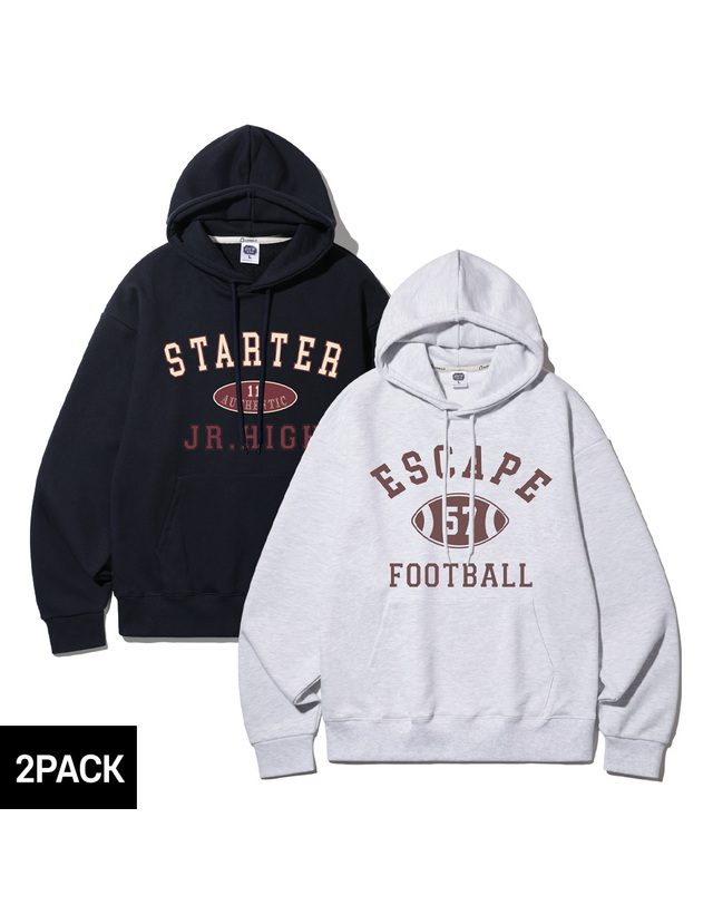 앨빈클로 [기모][2PACK] 앨빈클로 레터링 오버핏 후드티 2종 패키지 착용컷