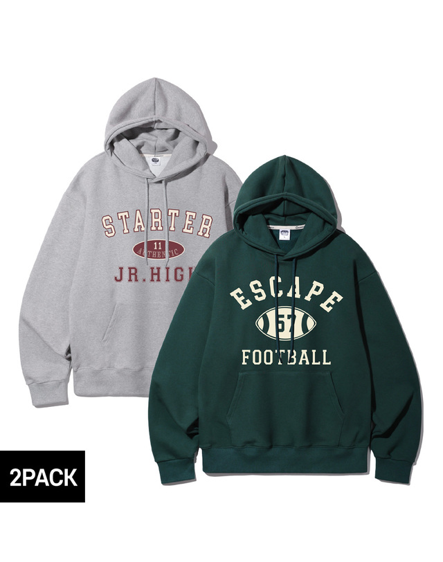 앨빈클로 [기모][2PACK] 앨빈클로 레터링 오버핏 후드티 2종 패키지 착용컷