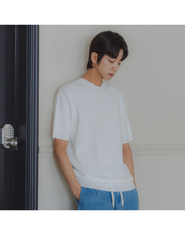 [DELUXE] 앨빈클로 하찌 라운드 반팔 니트 DLX1516 (4 COLOR)