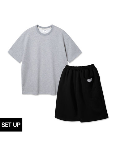 [SET] 앨빈클로 더블코튼 오버핏 반팔티 카펜터 트레이닝 밴딩 반바지 셋업