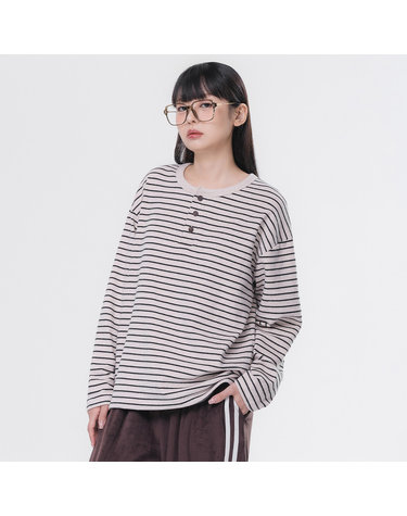 앨빈클로 피치 스트라이프 3버튼 헨리넥 긴팔티셔츠 AVT953 (3 COLOR)
