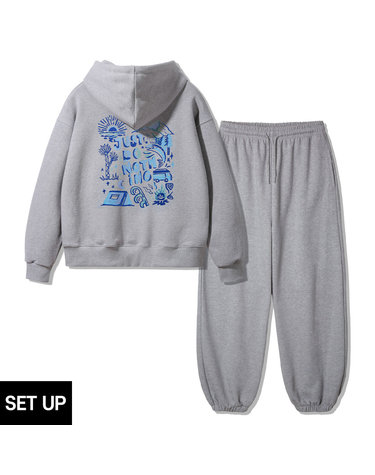 [SET] 앨빈클로 JUST DO NOTHING 오버핏 후드티 와이드 조거 팬츠 셋업