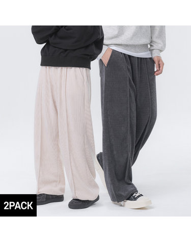 [2PACK] 앨빈클로 코지 벨루어 핀턱 와이드 팬츠 2종 패키지