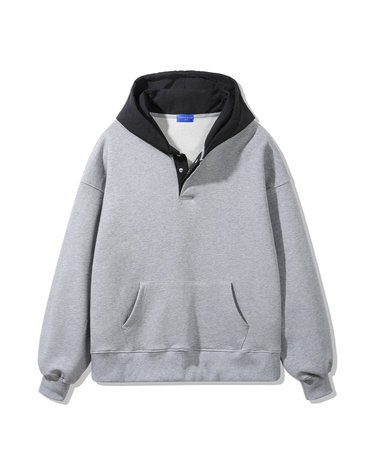 앨빈클로 후드 배색 컬러 매치 버튼 후드티 DLX2961 (3 COLOR)