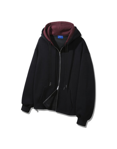 [본딩] 앨빈클로 이중 배색 오버핏 투웨이 후드집업 DLX2990 (3 COLOR)