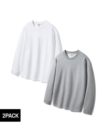[2PACK] 앨빈클로 더블코튼 무지 오버핏 긴팔티 2종 패키지