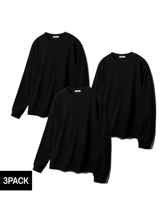 앨빈클로 [3PACK] 앨빈클로 싱글스판 무지 기본핏 긴팔티셔츠 3종 패키지 착용컷
