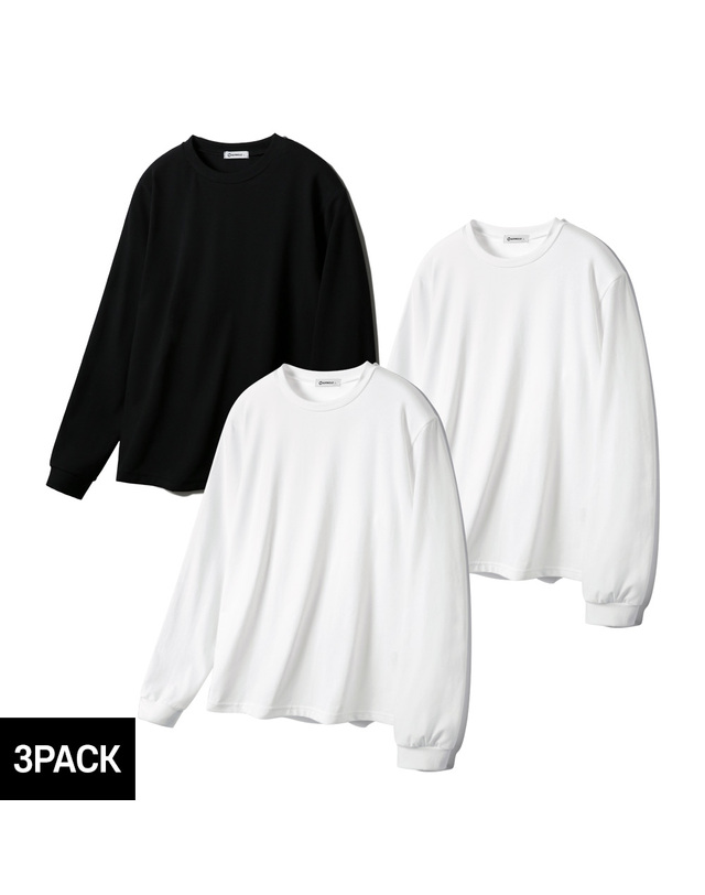 앨빈클로 [3PACK] 앨빈클로 싱글스판 무지 기본핏 긴팔티셔츠 3종 패키지 착용컷