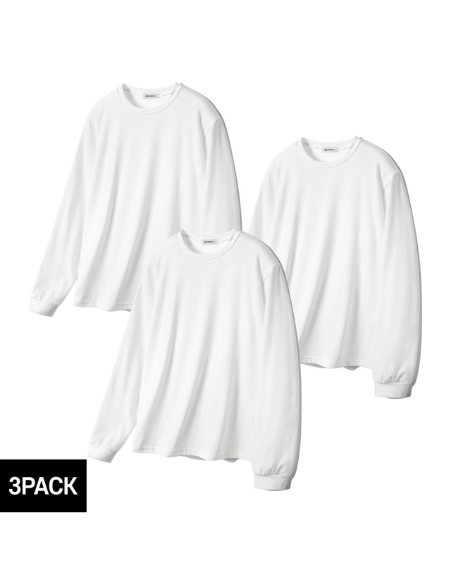 앨빈클로 [3PACK] 앨빈클로 싱글스판 무지 기본핏 긴팔티셔츠 3종 패키지 착용컷