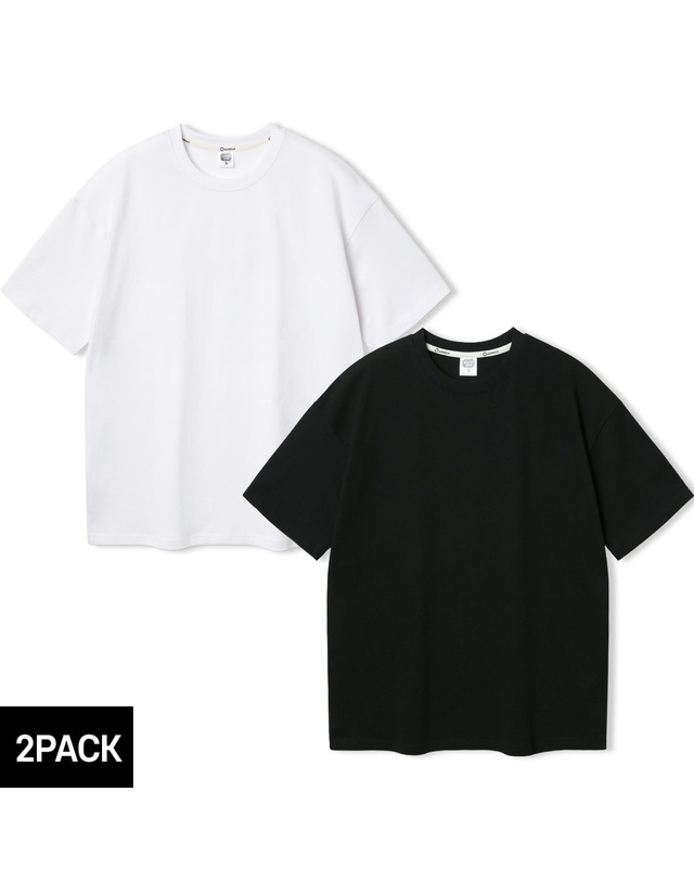 앨빈클로 [2PACK] 30수 2합 실키 무지 오버핏 반팔티 2종 패키지 착용컷