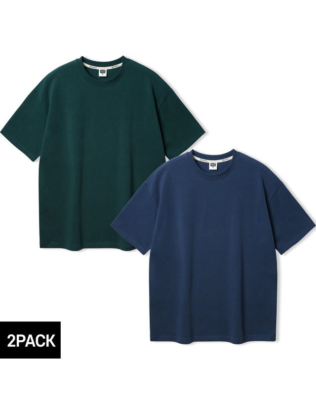 앨빈클로 [2PACK] 30수 2합 실키 무지 오버핏 반팔티 2종 패키지 착용컷
