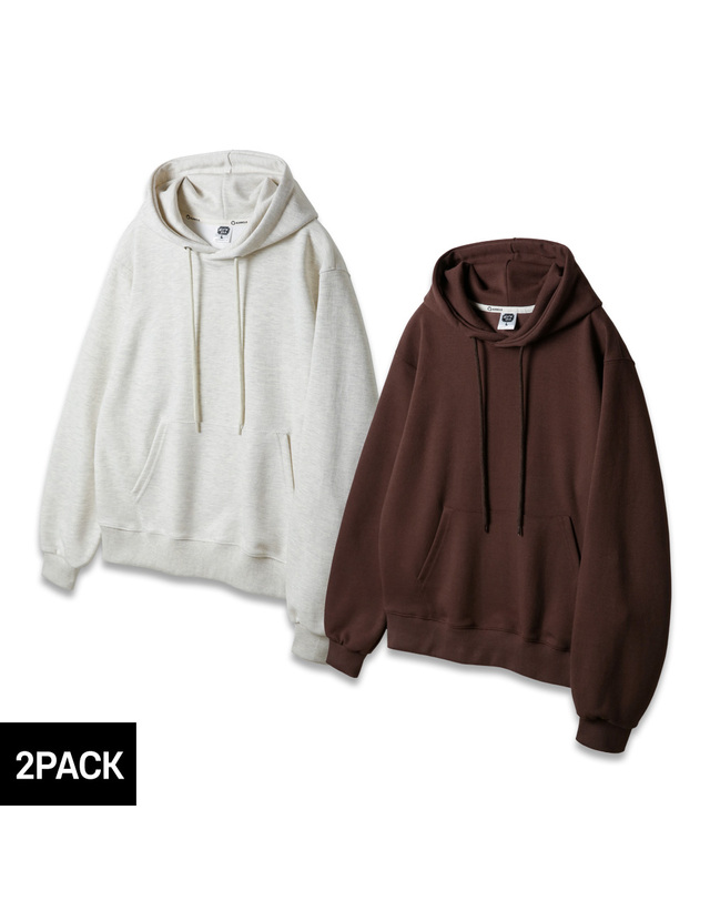 앨빈클로 [2PACK] 앨빈클로 레귤러핏 무지 후드티 2종 패키지 착용컷