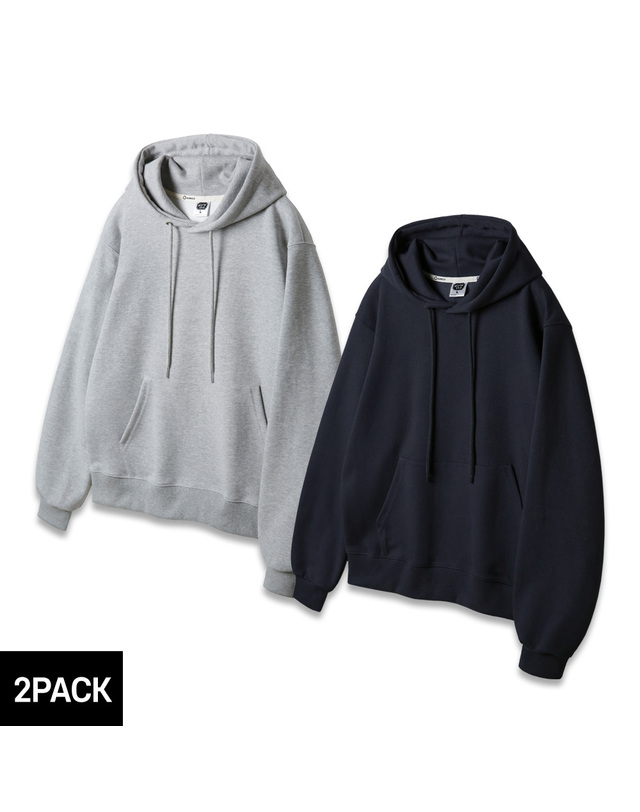 앨빈클로 [2PACK] 앨빈클로 레귤러핏 무지 후드티 2종 패키지 착용컷