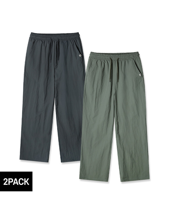 앨빈클로 [2PACK] 앨빈클로 세미와이드 프리미엄 나일론 팬츠 2종 패키지 착용컷