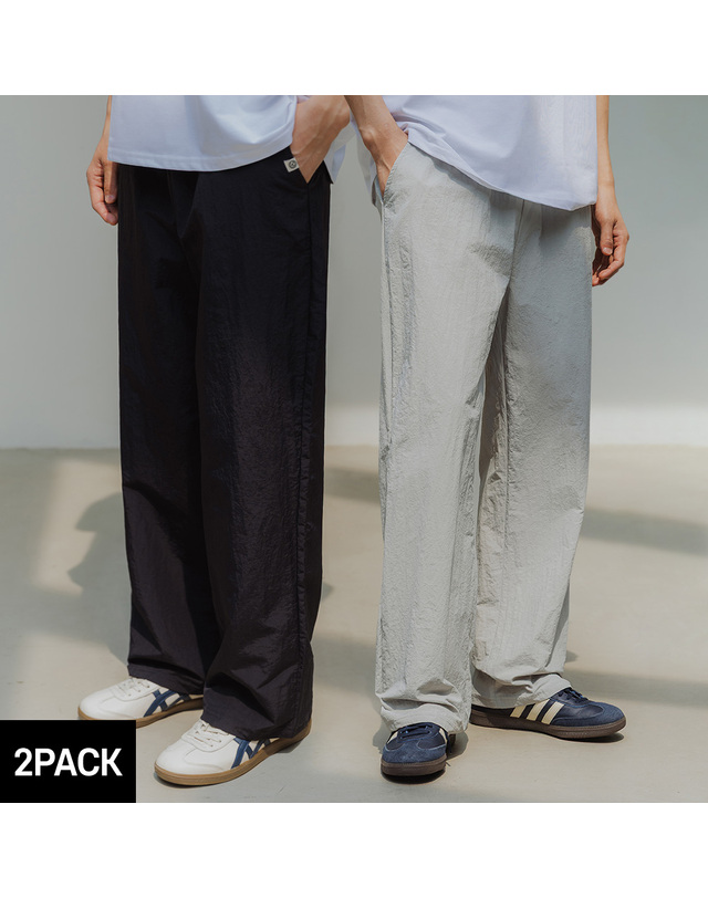앨빈클로 [2PACK] 앨빈클로 세미와이드 프리미엄 나일론 팬츠 2종 패키지 착용컷