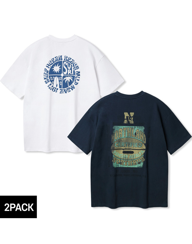 앨빈클로 [2PACK] 앨빈클로 노스랜드 오버핏 반팔티 1971 서프 오버핏 반팔티 2종 패키지 착용컷