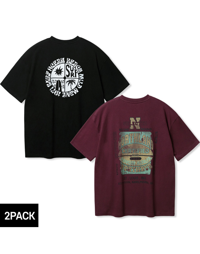 앨빈클로 [2PACK] 앨빈클로 노스랜드 오버핏 반팔티 1971 서프 오버핏 반팔티 2종 패키지 착용컷