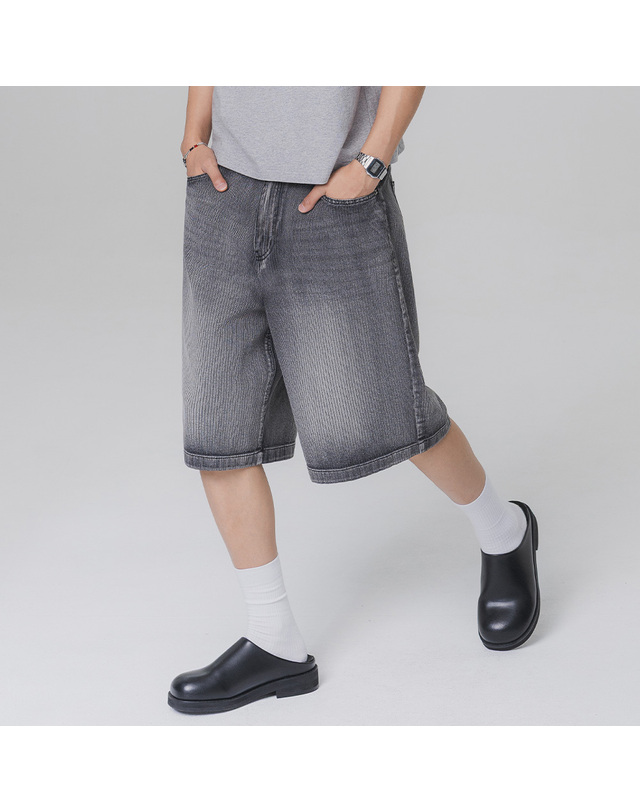 앨빈클로 앨빈클로 스트라이프 데님 버뮤다 팬츠 DLX2967 (2 COLOR) 착용컷